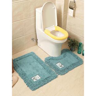 纯棉卫生间u型地垫浴室吸水浴室地毯防滑垫厕所脚垫机洗