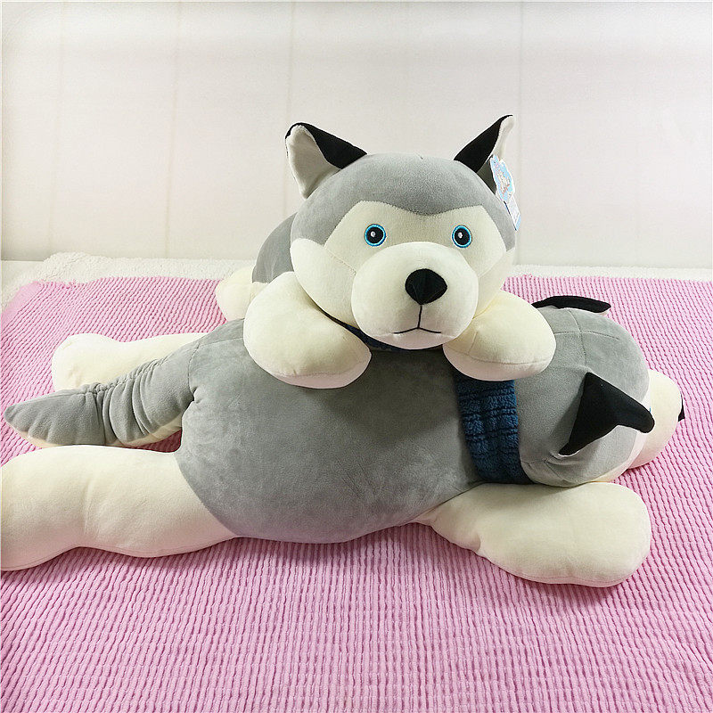 赛特嘟嘟哈士奇毛绒玩具小狗公仔软羽绒棉狗狗玩偶娃娃大号趴趴狗