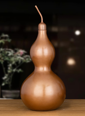 紫铜开口葫芦摆件家用铜葫芦客厅电视柜办公室桌面装饰品铜工艺品