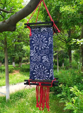 木架蓝碎花灯笼云南特色布艺装饰灯罩中式民族风宫灯餐厅酒吧挂饰