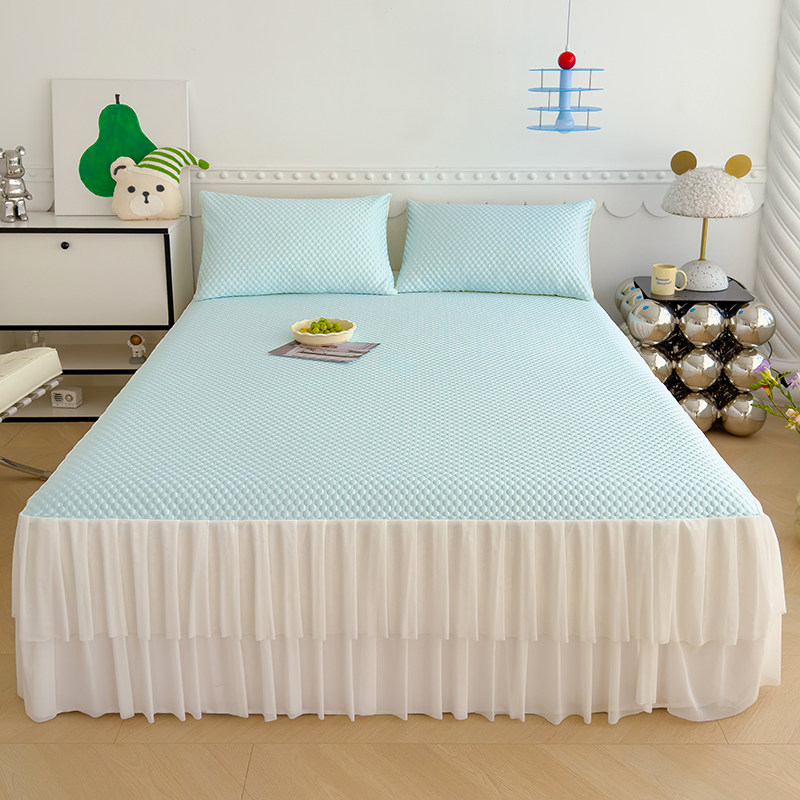 韩式床裙款冰丝豆豆席可折叠机洗防滑床罩夏季凉席双人空调软席子,床上用品,冰丝席,淘宝优惠券,粉丝福利购,淘宝优惠卷