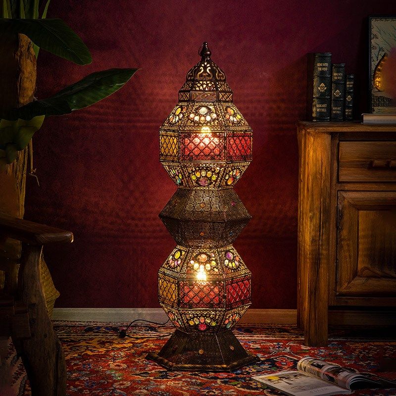 东南亚泰式风格落地灯覆古做旧边柜铁艺台灯酒店会所室内装饰灯具,家装灯饰光源,装饰落地灯,淘宝优惠券,粉丝福利购,淘宝优惠卷