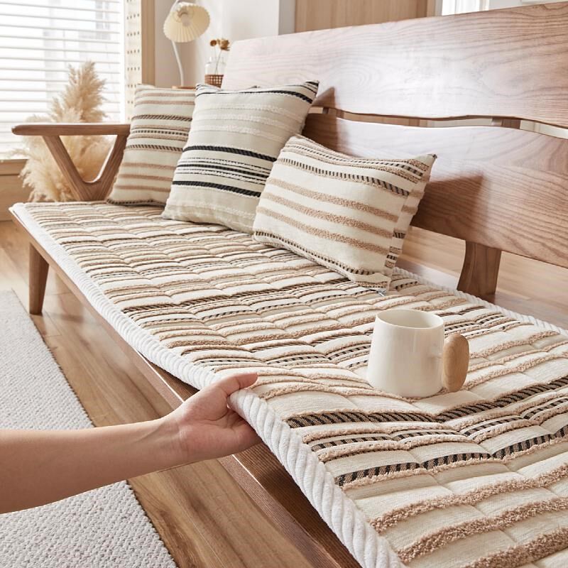 雪尼尔加厚秋冬季四季通用实红木订定制做沙发垫巾盖布坐垫子防滑