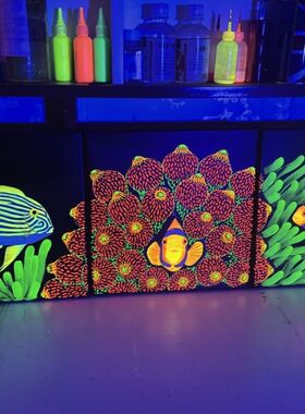 海缸海水鱼装饰荧光画海洋生物现代装饰画定制