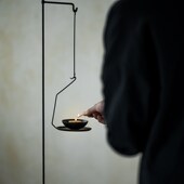 侘寂风创意烛台摆件家用复古铁艺中式 饰 蜡烛台民宿茶室高级感装