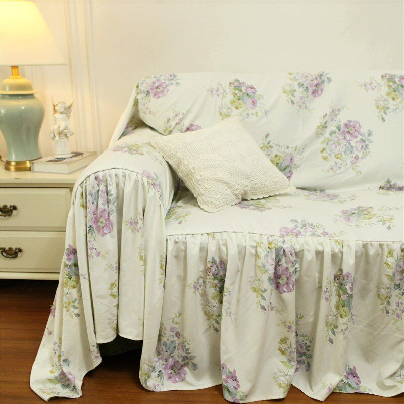 法式韩式田园紫玫瑰清新加厚磨毛沙发巾沙发盖布沙发套沙发罩