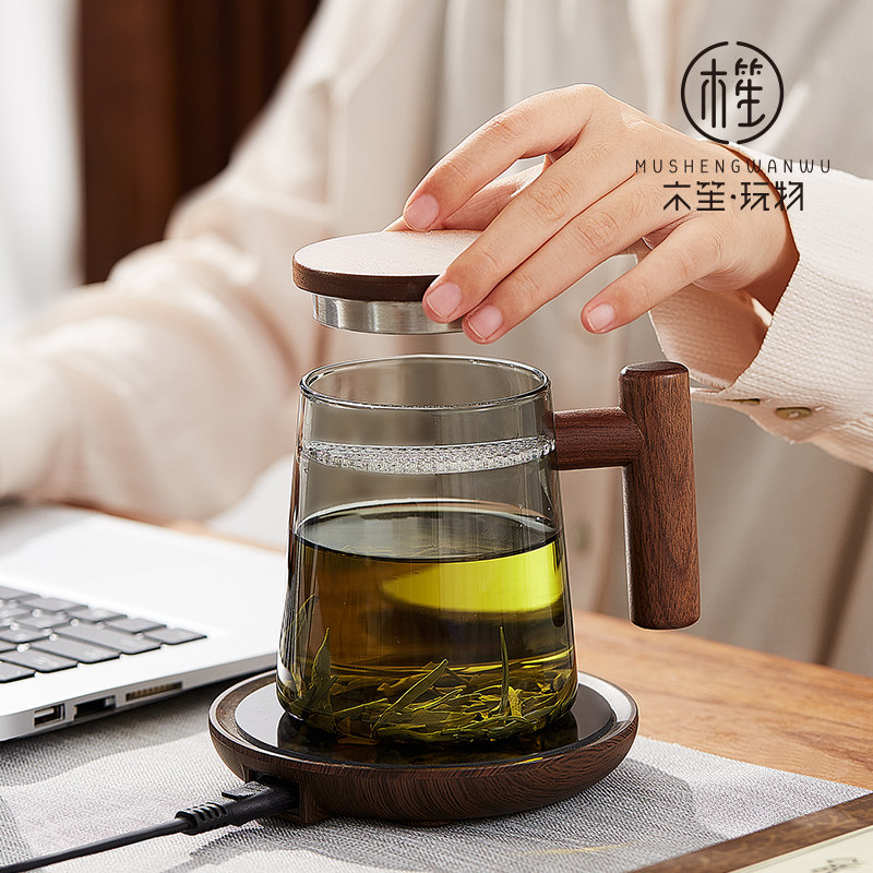 木笙玩物玻璃杯子耐高温月牙杯过滤泡茶杯茶水分离绿茶杯喝茶水杯