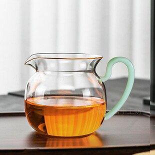 高档公道杯耐热玻璃泡茶杯分茶器防烫功夫茶具配件多彩把小号茶海