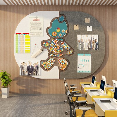 毛毡照片公告栏展示板企业文化办室氛围墙面装饰员工风采司布置贴