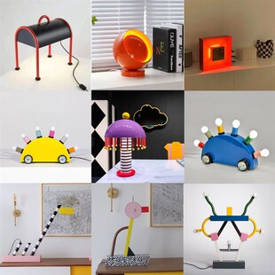 孟菲斯台灯波西米亚风儿童房卡通梦幻彩色床头灯创意设计师意大利