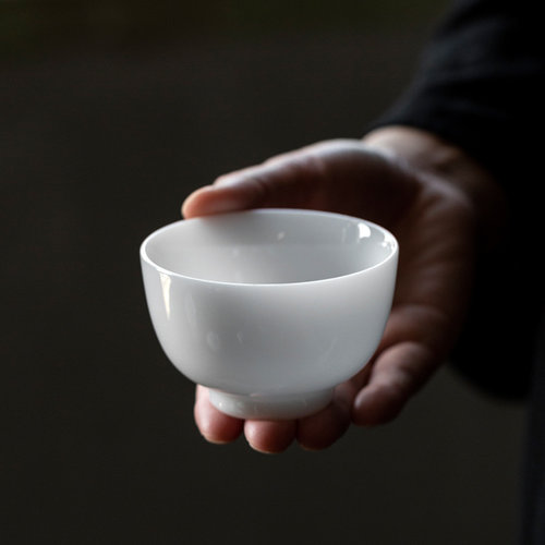 羊脂玉瓷茶杯单个家用主人杯单杯白瓷薄胎品茗杯功夫茶具茶盏杯子