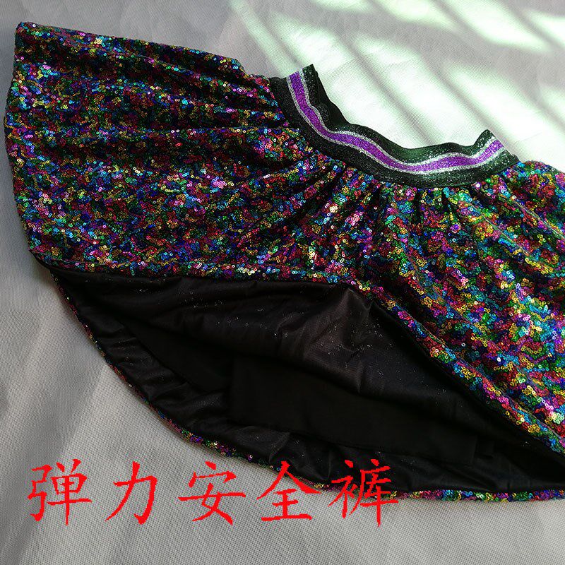 亮片百褶超短裙性感bling半身女a字薄款夏季防走光表演迷你裤裙潮