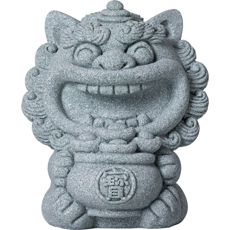 国潮风狮爷茶宠摆件创意招财上上签聚宝盆可爱石狮子桌面装饰礼物