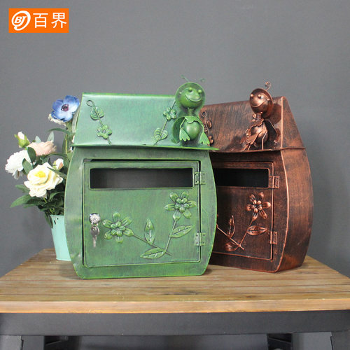 欧式复古别墅信箱田园创意壁挂信报箱装饰铁艺邮筒户室外邮箱防水