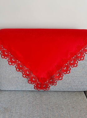 大红色喜庆组合沙发巾结婚万能盖巾通用型靠背巾防尘罩布艺扶手巾