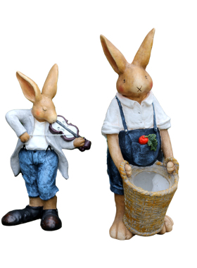 户外花园庭院装饰品摆件兔子花缸园艺动物花盆工艺品雕塑大号创意