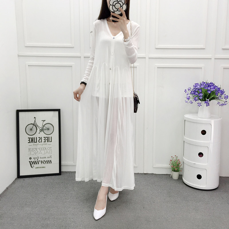 2022春夏超长款针织衫女开衫长裙薄百搭防晒衣长袖外搭空调衫外套