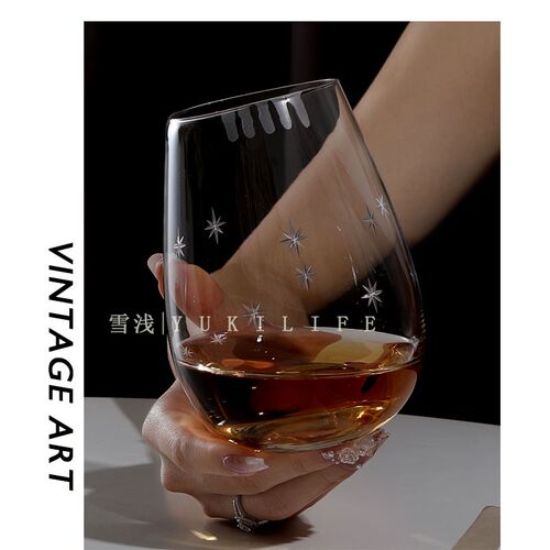 昨夜星辰杯 吹过你我的风相恋了中古手刻玻璃杯洋酒杯啤酒杯子