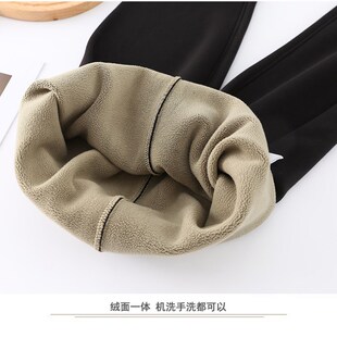 秋冬魔术裤 羊羔绒黑色薄棉裤 保暖打底裤 加肥大码 女高腰高弹小脚裤