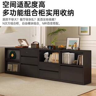 法式复子古木书柜储物柜一体矮置实物架柜66691客厅落地靠墙格展