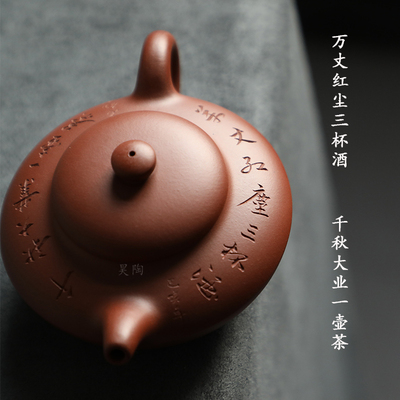 昊陶 合欢 红皮龙 目 出汗 透气好 中小品 手工 宜兴紫砂茶壶