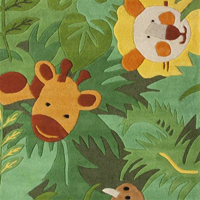 绿色森林动物卡通儿童幼儿园地毯客厅卧室床边书房手工腈纶地毯,居家布艺,地毯,淘宝优惠券,粉丝福利购,淘宝优惠卷