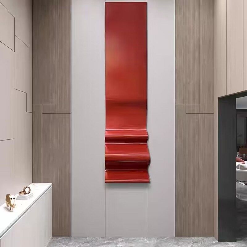 高级感别墅挑空客厅装饰画手工立体铁艺大幅玄关画售楼部酒店挂画