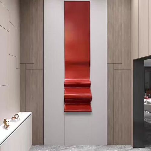 高级感别墅挑空客厅装饰画手工立体铁艺大幅玄关画售楼部酒店挂画