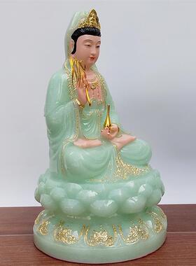 汉白玉观音佛像汉白玉佛像 翠玉观音菩萨像 绿色观音佛像居家供奉