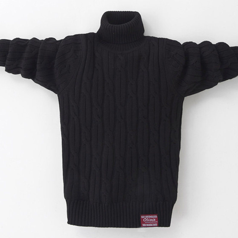 儿童毛衣高领春秋款2021男童女童加绒加厚打底衫白色套头针织衫