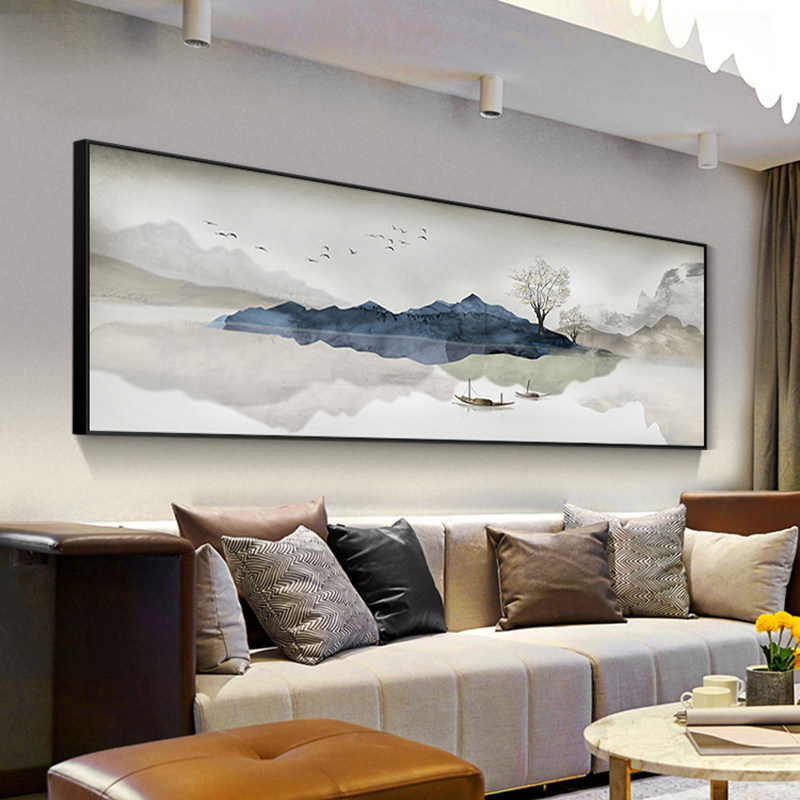 新中式客厅装饰画山水风景画一整幅大气沙发背景墙挂画办公室壁画