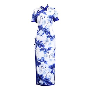 改良青花瓷旗袍年轻款少女2024新中国风学生新式旗袍连衣裙中长款