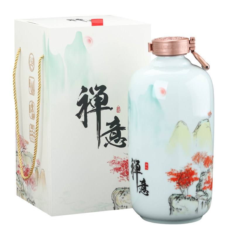 陶瓷酒瓶5斤装带礼盒密封空酒瓶子家用酒壶中式酒柜装饰酒具酒罐