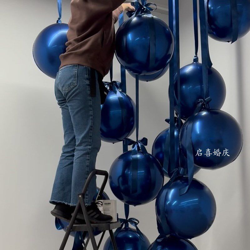 高级感水晶蓝垂吊悬挂气球商场节日气氛装扮节日活动开业布置用品