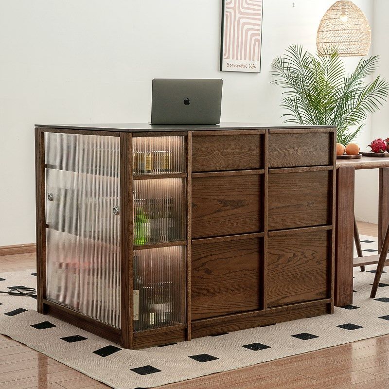 家用实木岛台单独黑胡桃木厨房岩板缪斯岛台餐桌一体折叠伸缩吧台,住宅家具,岛台餐桌,淘宝优惠券,粉丝福利购,淘宝优惠卷