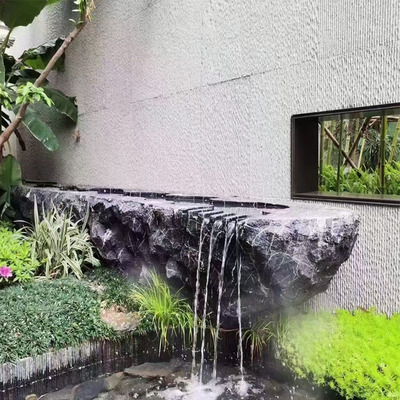 天然石雕黑山石水钵庭院流水景观日式喷泉造景户外园林流水景石