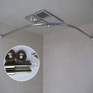 海之巅加厚304不锈钢弧形浴帘杆  送瓷砖开孔器和浴帘