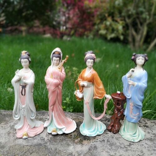 石湾公仔陶瓷四大美人摆件盆景庭院书房装饰创意搭配摆设仕女礼品