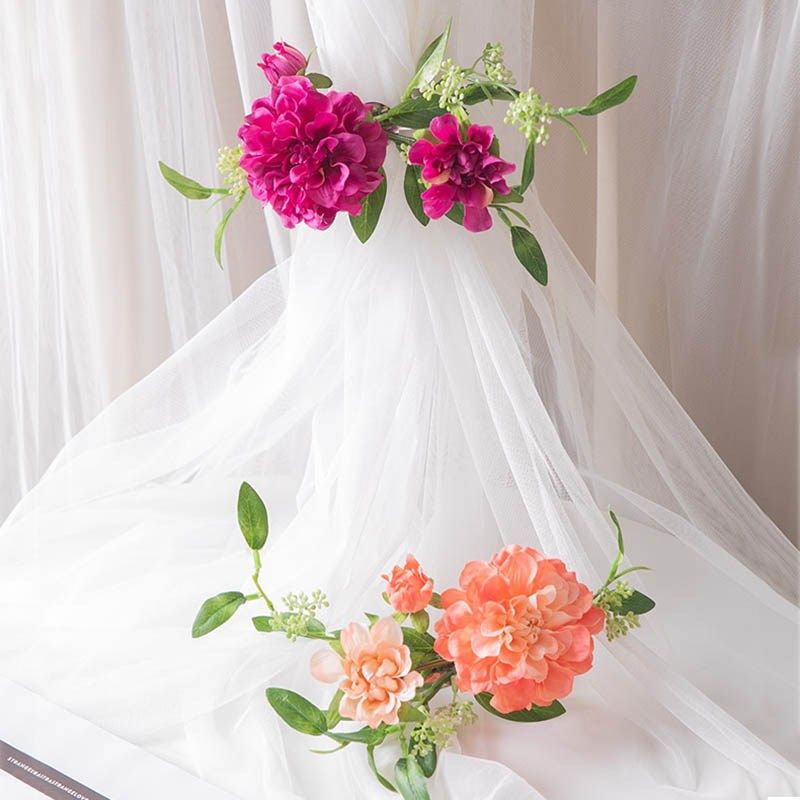 新款仿真假花绢花装饰窗帘绑花布艺布置花把花束纱幔扣扎带点缀,居家布艺,窗帘绑带,淘宝优惠券,粉丝福利购,淘宝优惠卷