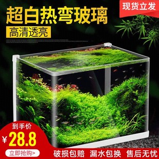 森森热弯鱼缸客厅小型家用超白玻璃迷你桌面斗鱼金鱼缸懒人免换水
