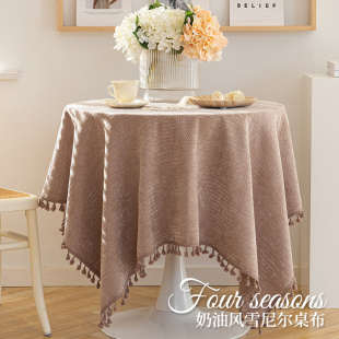 法式复古餐桌垫盖布加厚圆桌布2024新款客厅茶几布圆型桌垫高级感