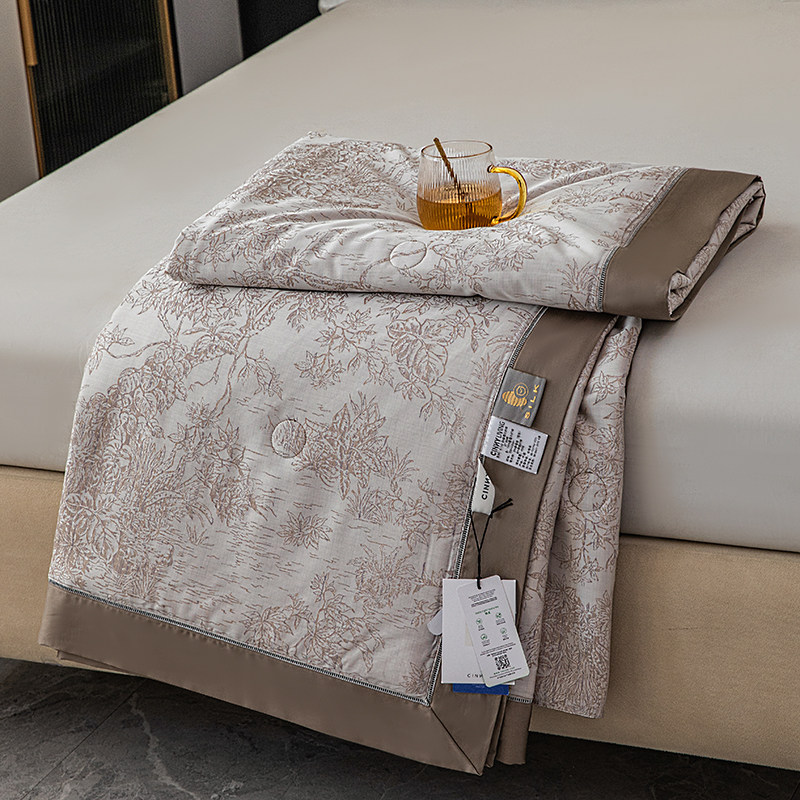 高端【天丝棉可水洗蚕丝夏凉被】夏季色织提花凉感空调被机洗夏被,床上用品,化纤被,淘宝优惠券,粉丝福利购,淘宝优惠卷
