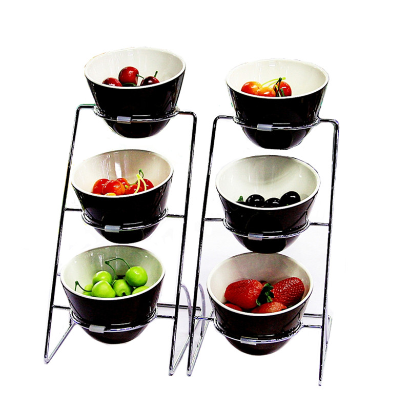 火锅酒店自助餐台调味调料小蘸料佐料盒三层水果展示盘架子碗容器