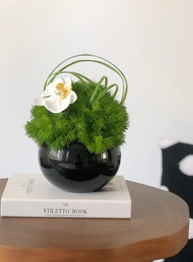 高档白绿色仿真花艺插花会所商务桌花洽谈桌会议样板间样板房假花