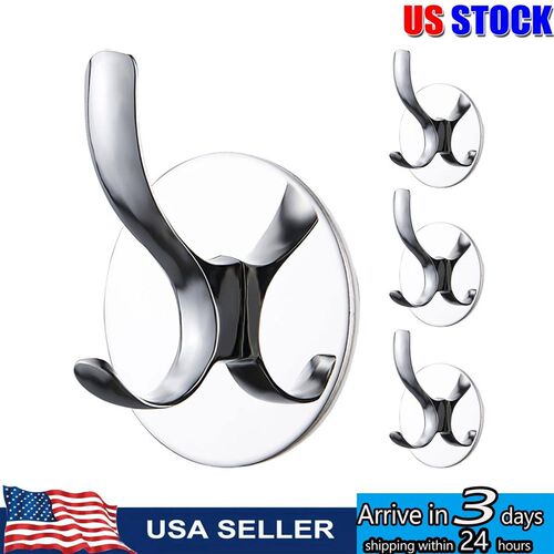 8/4pcs Adhesive Hooks Wall Mount Waterproof Stainless Steel