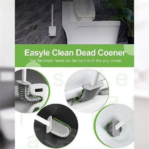 Silicone Brush Head Toilet Brush Leak-Proof Base Convenient