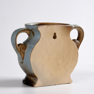 悬挂式挂墙花盆欧式复古陶瓷多肉绿植垂吊盆室内餐厅阳台壁挂花器