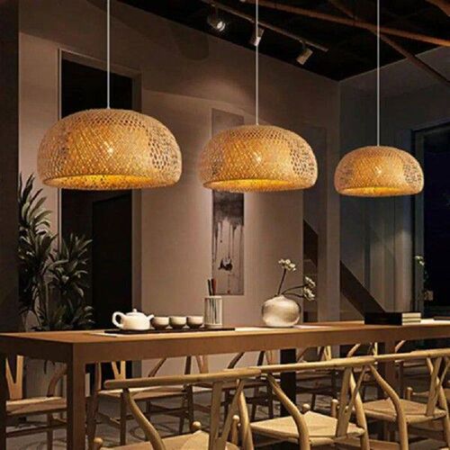 E27 Vintage Bamboo Pendant Lights Shade Retro Hanging Lamp