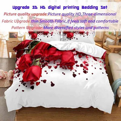Red Rose Bedding Set Quilt Duvet ver Comforter Pillow Case 3