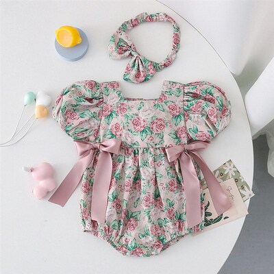 Babys Wrap Fart Clothes Baby Girls Clothes Short-sleeved J